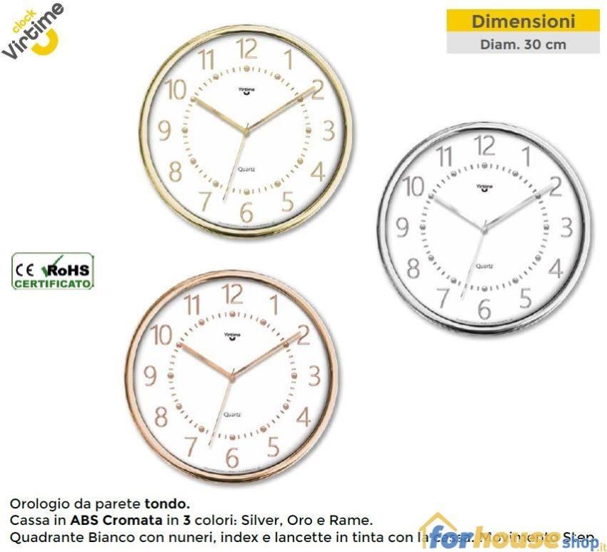 Orologio da Parete in ABS Tondo Cromato Quadrante Bianco 30 cm 3 Colori |  Leroy Merlin