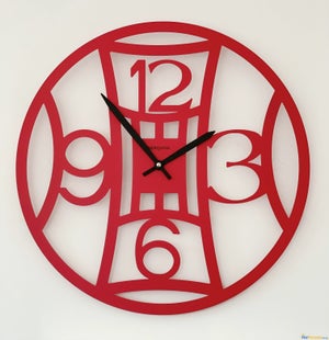 Orologio da Parete in Metallo Numeri Ovale Rosso 48 x 38 cm