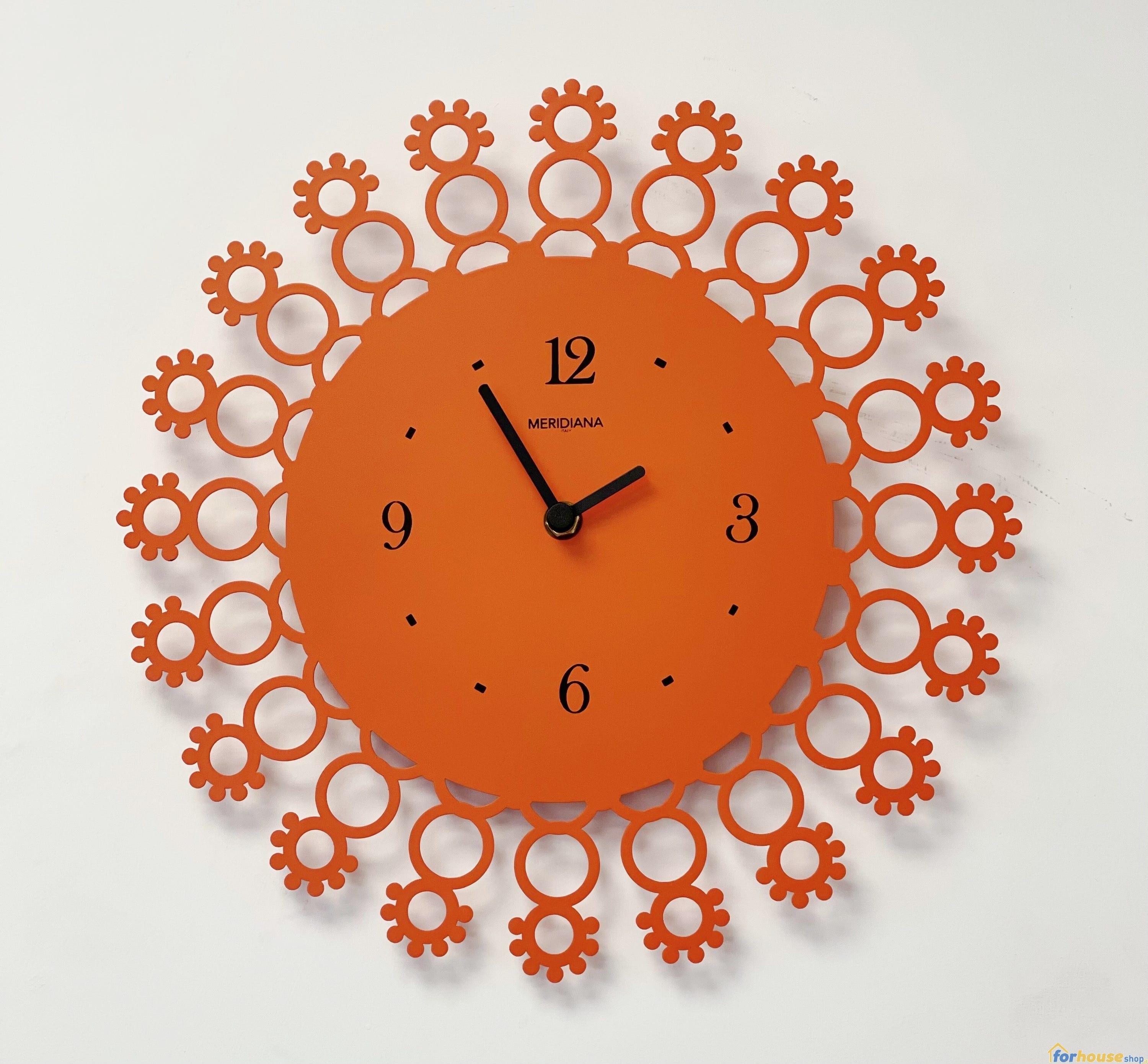 Orologio da Parete in Metallo Decoro Fiorellini Arancione 32 cm