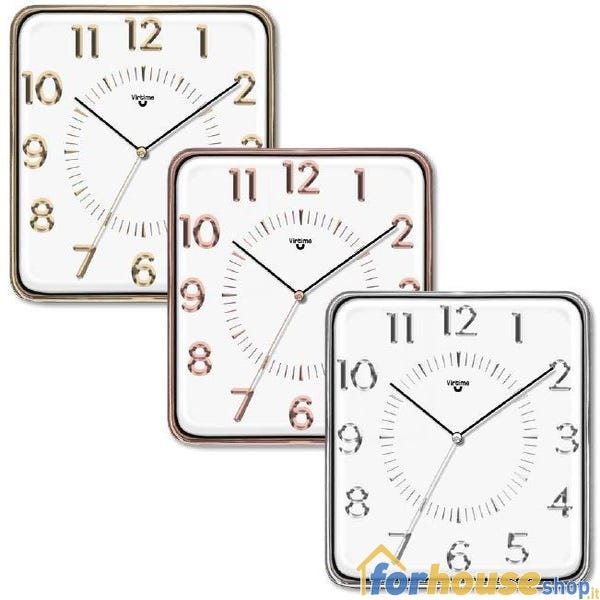 Orologio da Parete in ABS Quadrato Cromato 28,5 x 28,5 cm 3 Colori