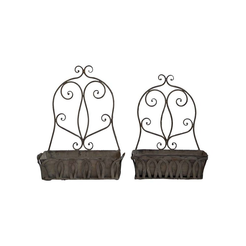 Juego de jardineras de pared de hierro (juego de 2)