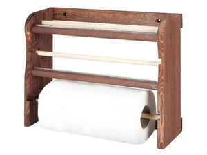 Porta scottex in legno decorato a mano con posto per 3 rotoli