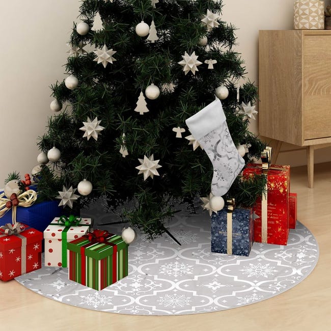 Falda del árbol de Navidad de lujo y tela blanco 122cm | Leroy Merlin