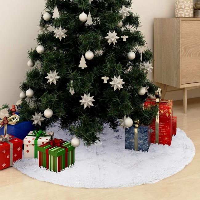 Falda del árbol de Navidad de lujo blanca cuero sintético 150cm | Leroy  Merlin