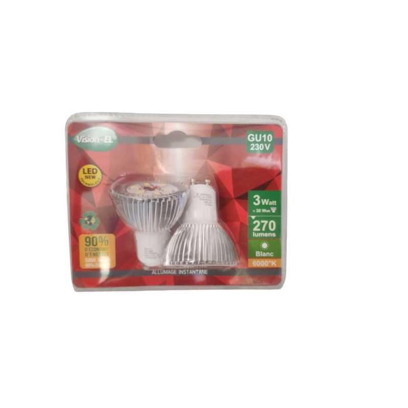 Ampoule LED GU10 Spot 3W 6000 K Leroy Merlin