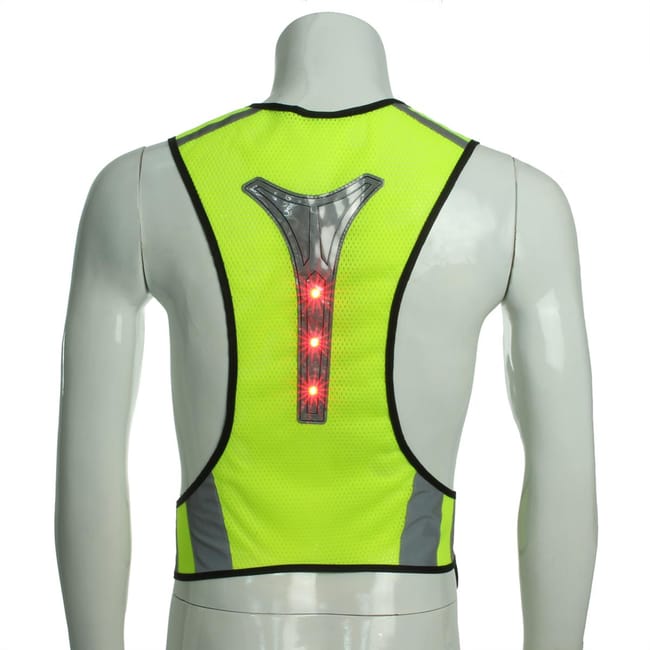 Lot de 2 Gilet jaune LED Gilet sécurité haute visibilité clignotante Bande  Réfléchissante Vélo Course Moto Jour Nuit