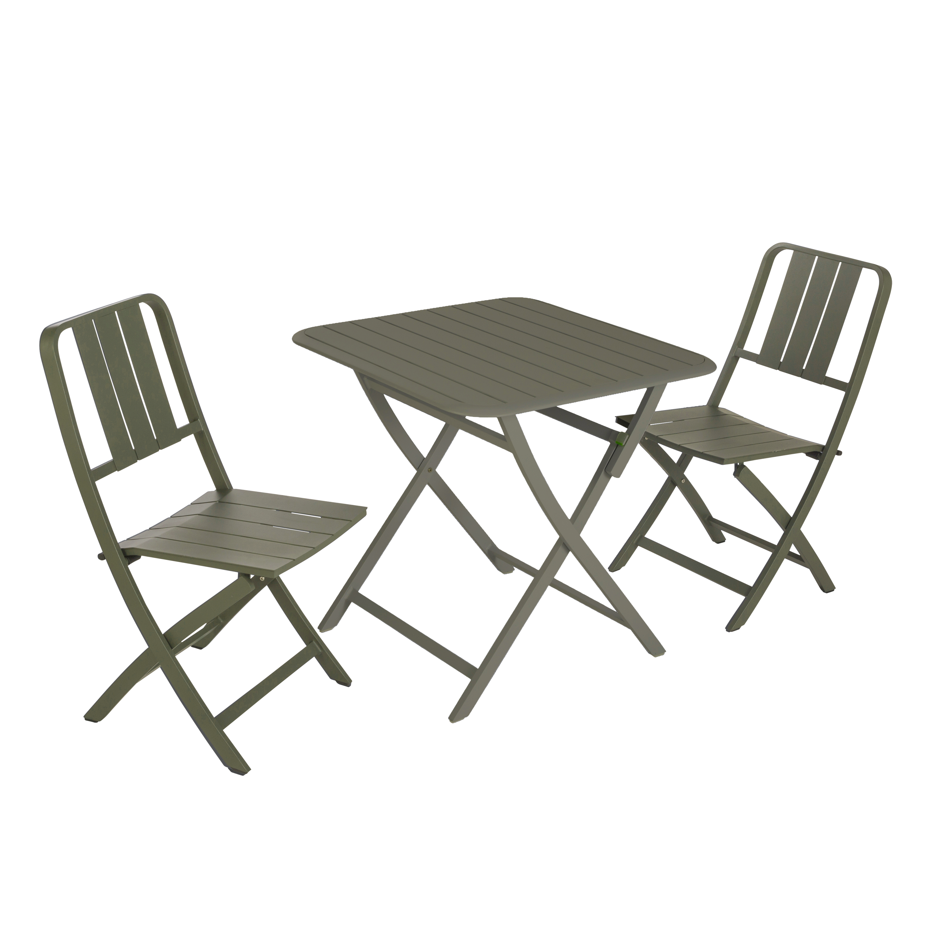 Naterial - conjunto de jardín 2 personas idaho - mesa de jardín 75x75x75 cm - mesa plegable - 2 sillas de jardín plegables - conjunto de jardín
