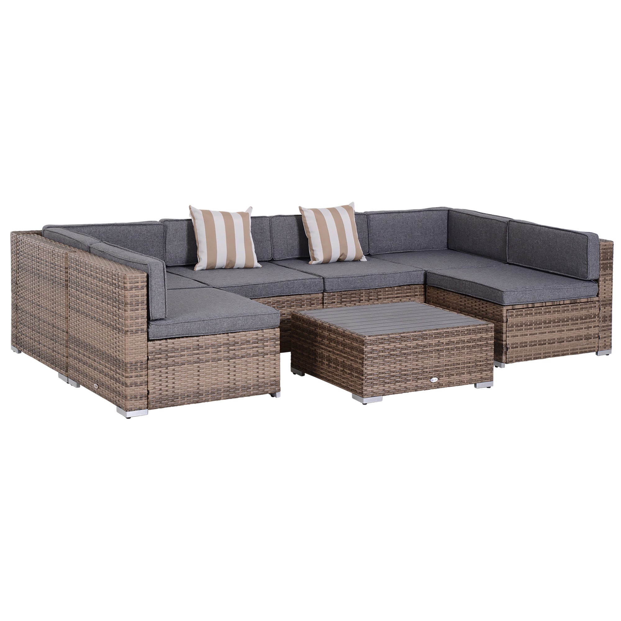 Outsunny Salotto Da Giardino In Rattan Da Pezzi Set Di Mobili Con