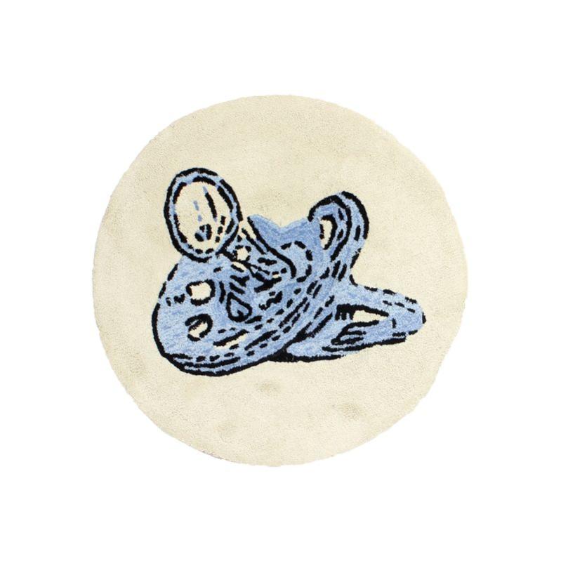 Tototte Boy Tapis 100 Coton Dessin Tototte Bebe Bleu Diam 70 Leroy Merlin