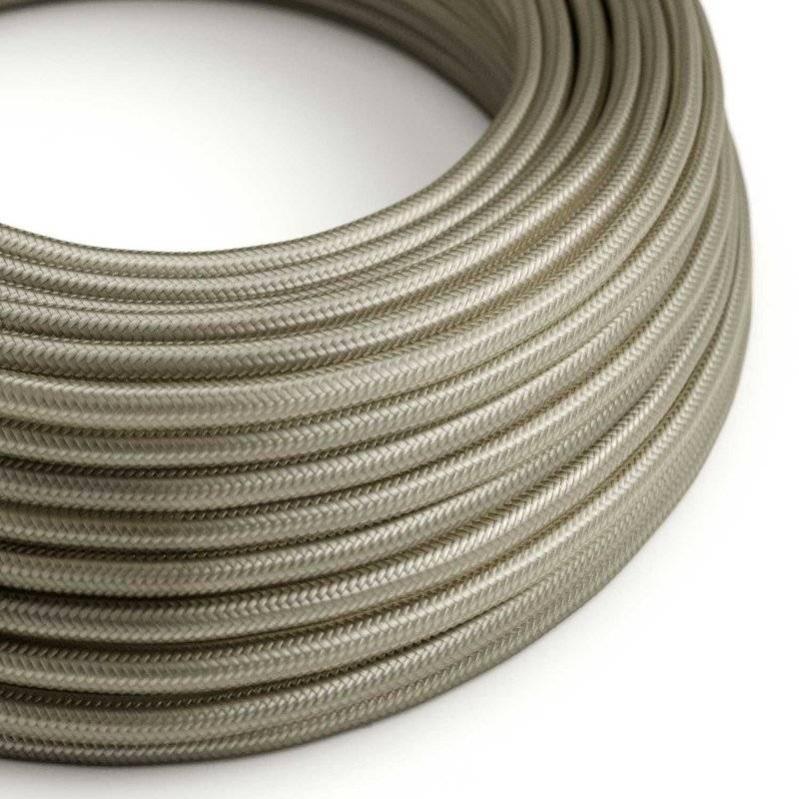 Cavo Elettrico Rotondo Con Rivestimento In Tessuto Cotone, 3x0.75 Mm², 5 Metri - Marrone Orzo - Made In Italy