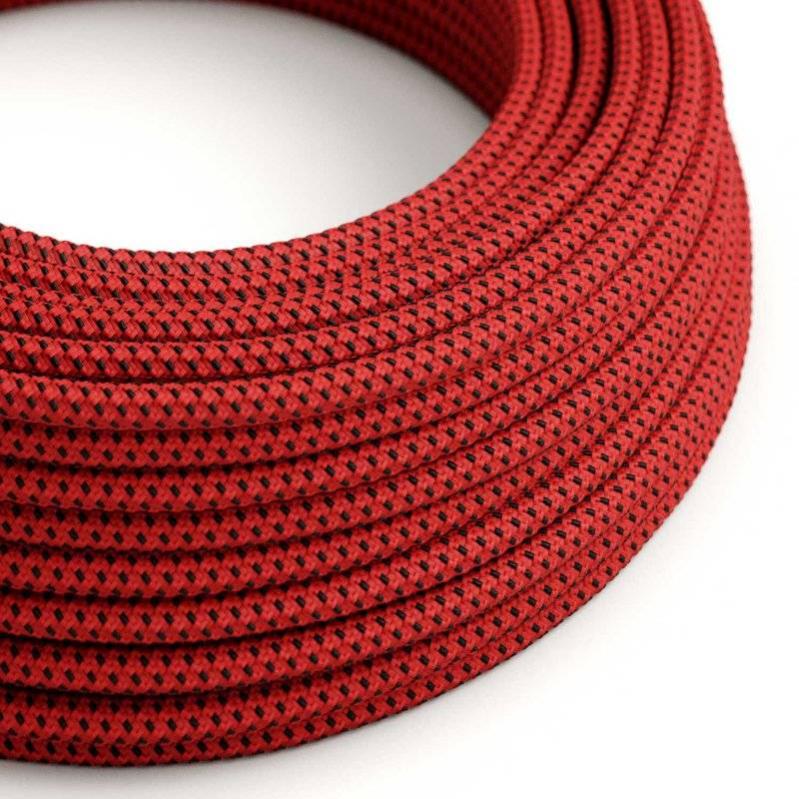 Fil Électrique Rond Gaine De Tissu De Couleur Effet Soie Tissu Uni Rouge Rm09