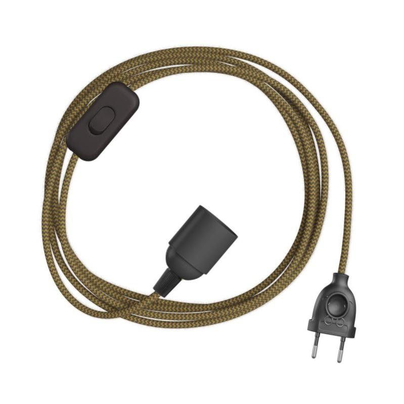 Cavo Per Lampada Con Interruttore E Spina | Creative Cables Effetto Seta Azzurro Baby 1,8m | Scegli Colore Spina - 3