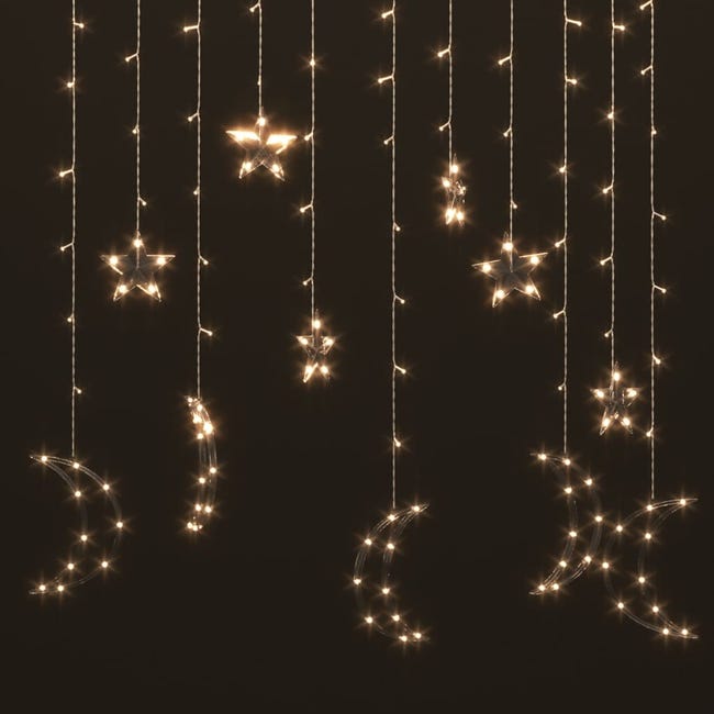 Maclean - Guirlande lumineuse LED avec lune-étoile-rideau Maclean