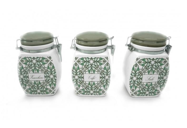 Set Tris Barattoli da Cucina sale zucchero caffè H 15 cm / - Italia