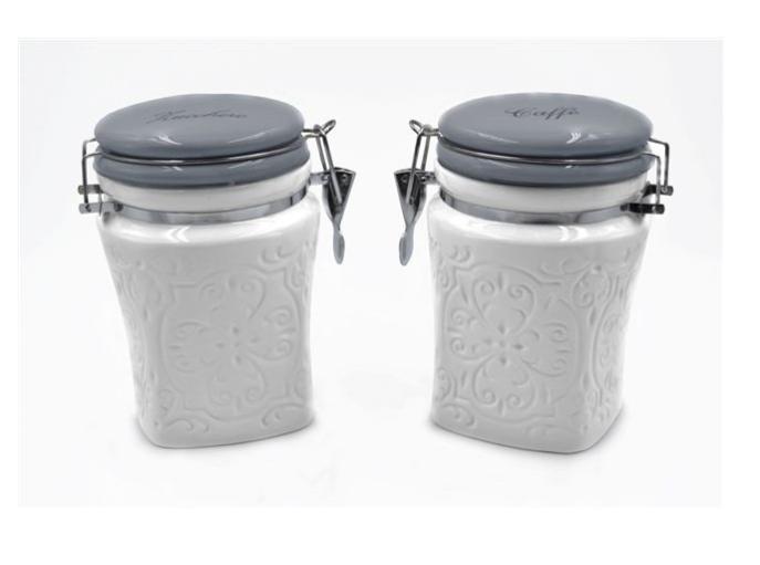 KINLYBO Set di 2 barattoli in ceramica con coperchi, tè, caffè e