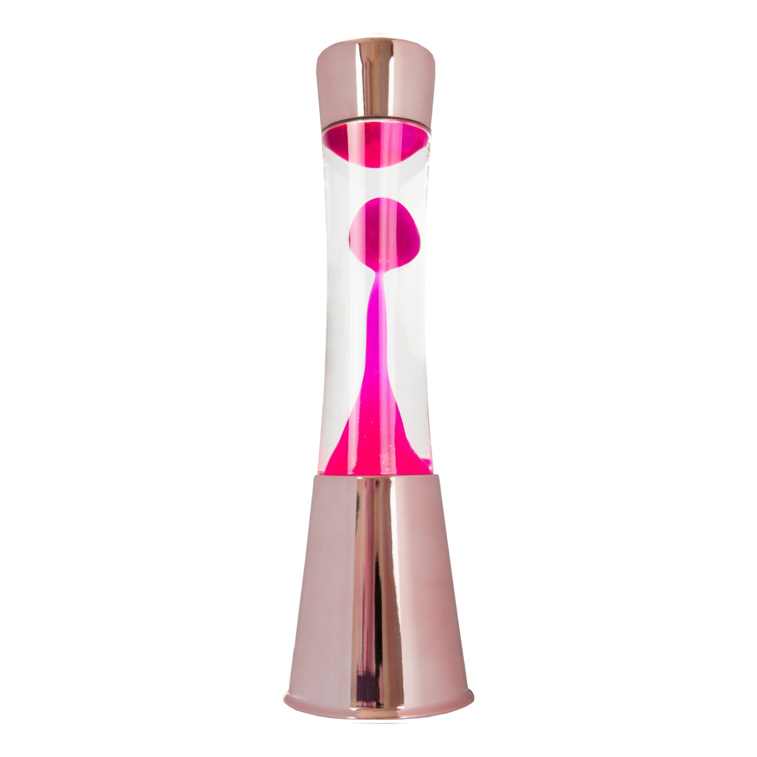 Fisura - Lampe à lave rose. Base chromée or rose, liquide transparent et lave rose. Lampe à effet relaxant. 11 cm x 11cm x 39,5 cm. | Leroy Merlin