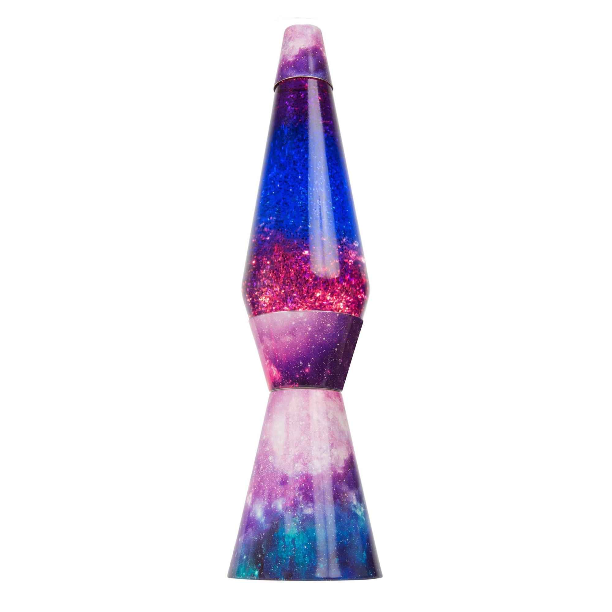 Fisura Lampe à lave "Galaxy". Base multicolore, liquide transparent et paillettes de lave