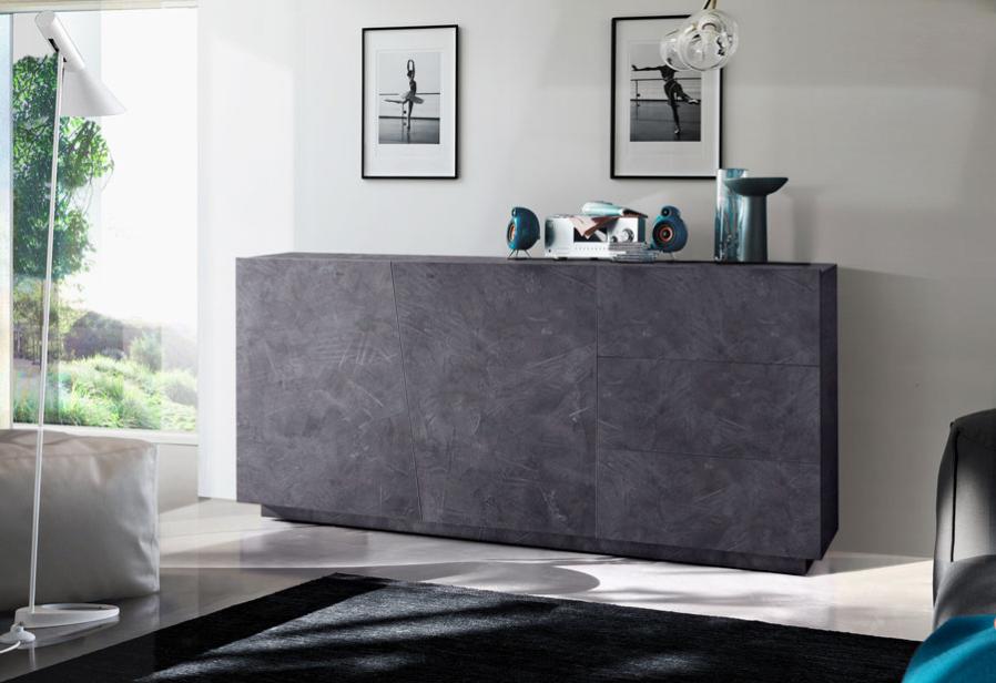 Madia credenza 2 ante 3 cassetti, Zenzero Shop, ardesia, ZTCVG51707755