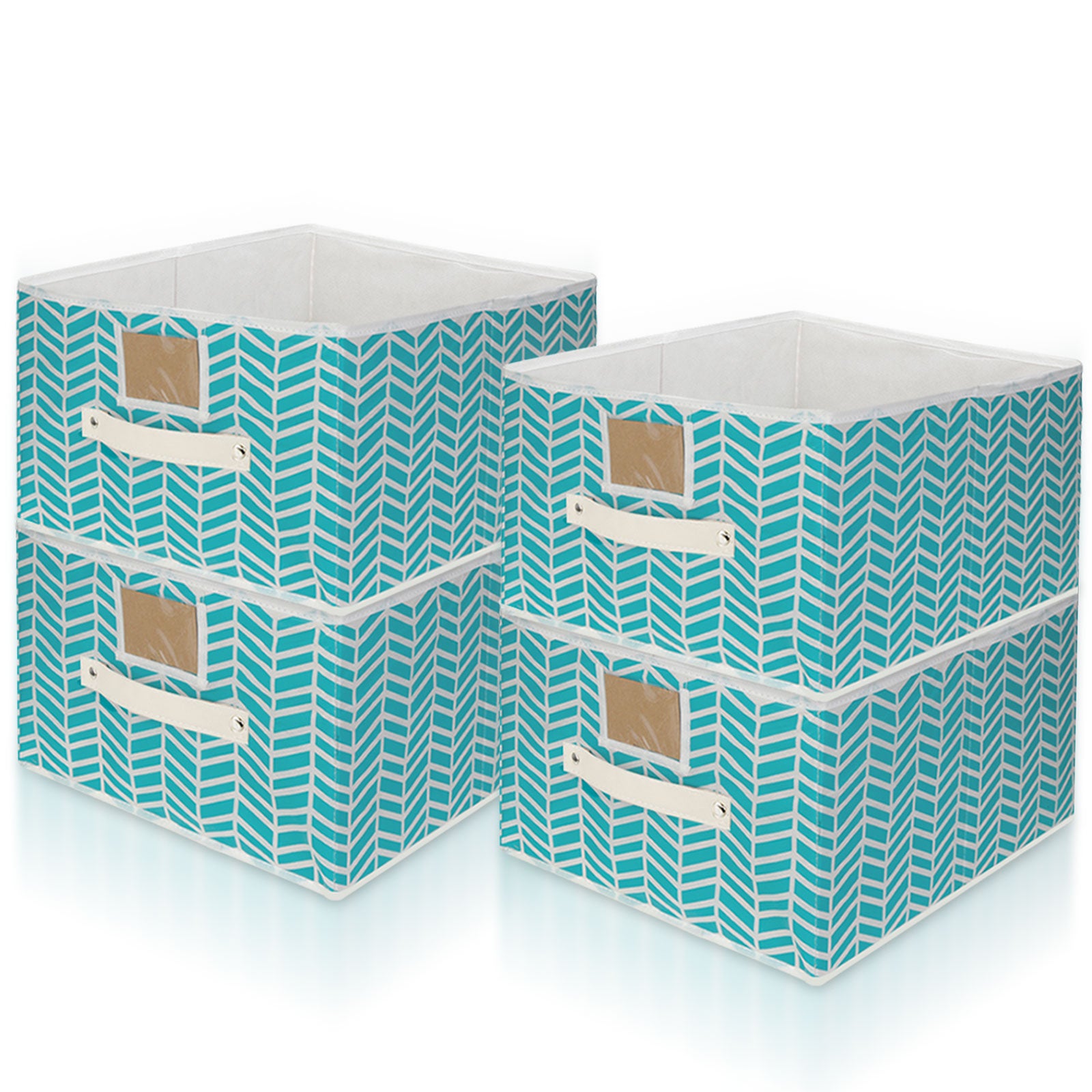 Onlyup 4 scatole portaoggetti in cotone pieghevole 27 x 27 x 28 cm con manici resistenti senza coperchio 