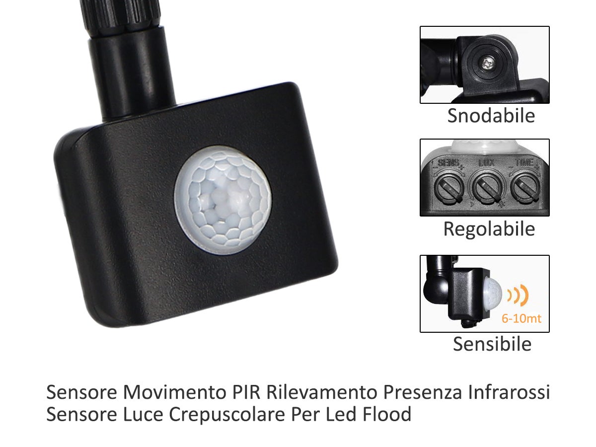 SEN-1-1200W - Sensori - - Sensore Movimento Infrarossi Pir Crepuscolare  Rileva Presenza