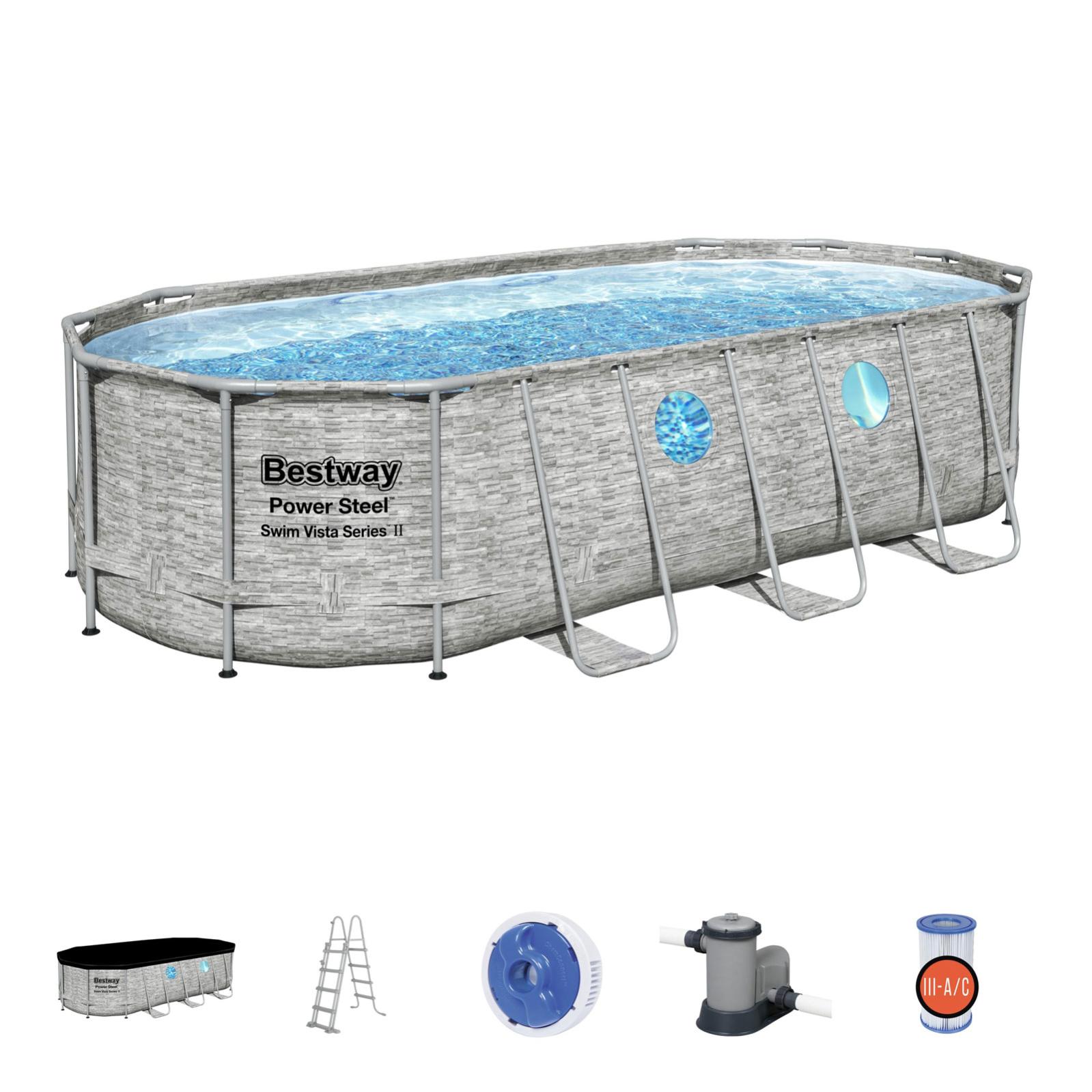 Piscina Desmontable Tubular Bestway Power Steel Swim Vista Series 549X274X122Cm Con Filtro De Cartucho