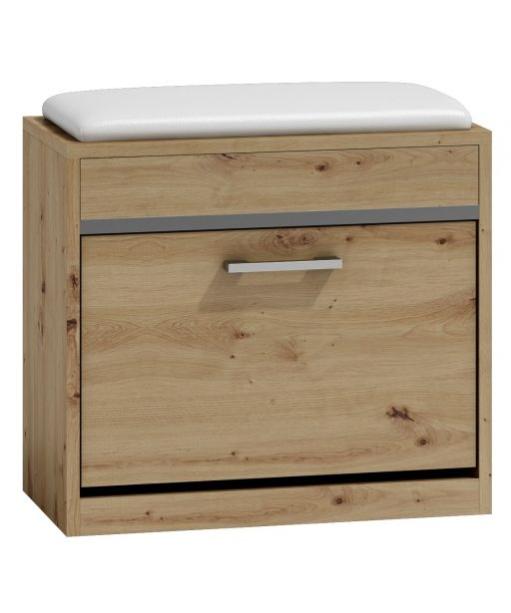 Joan Meuble Armoire A Chaussures Avec Coussin 60x30x53 Banc Rangement Chaussures Meuble D Entree Moderne Chene Artisan Leroy Merlin