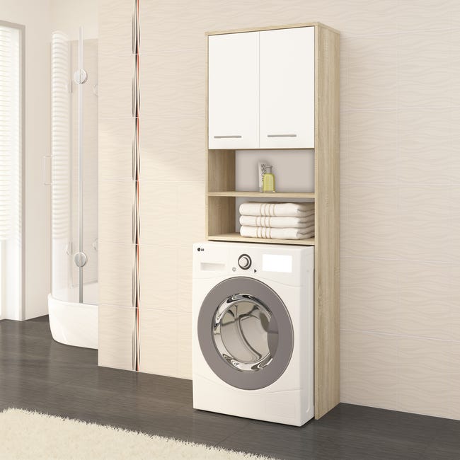 Meuble machine à laver armoire sèche-linge blanc salle de bain 70
