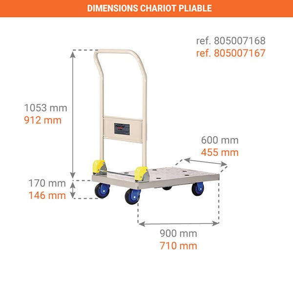 Chariot plateforme dossier rabattable - 300 kg