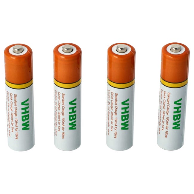 Vhbw Lot de 4 piles rechargeables AAA, HR03 1000mAh compatible