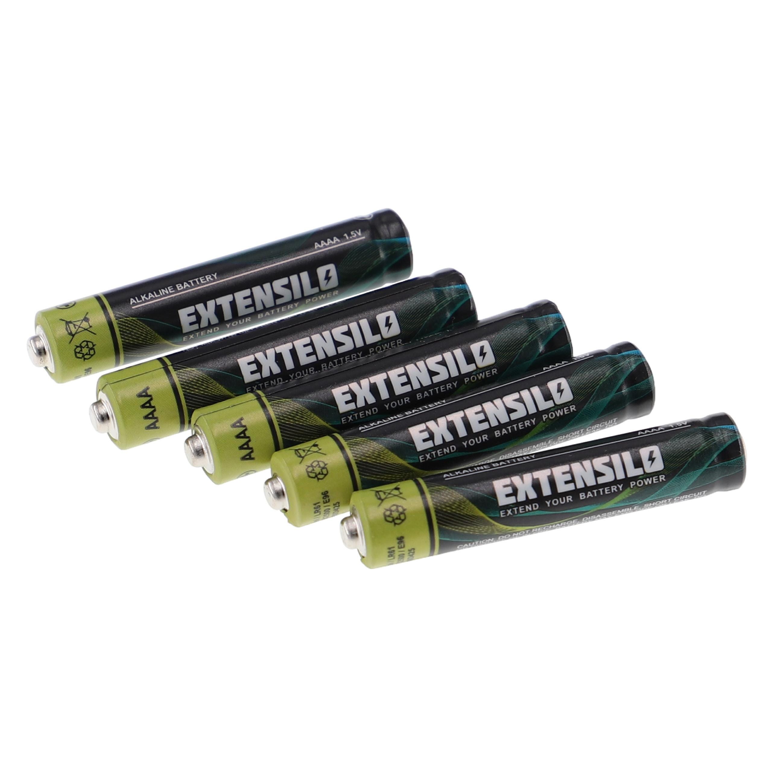 EXTENSILO 5x Piles AAAA - Piles primaires (550mAh, 1,5V, alcaline)