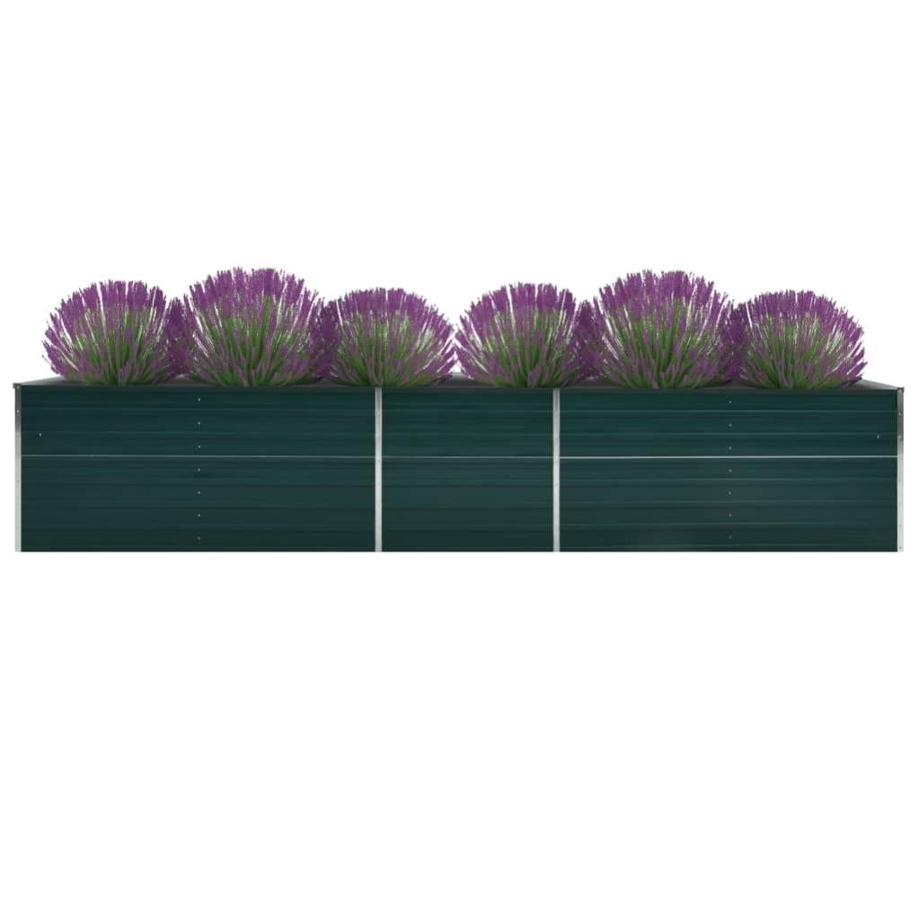 Letto Rialzato Da Giardino In Acciaio Zincato Verde, 600x80x45 Cm, Fondo Aperto, Per Ortaggi E Fiori, Assemblaggio Facile