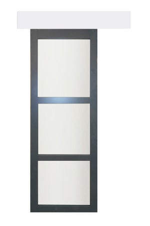 Schulte Porte coulissante intérieure en verre, 90 x 203 cm, Rail noir, porte  vitrée, décor opaque - Poignée barre + Double amortisseur Softclose