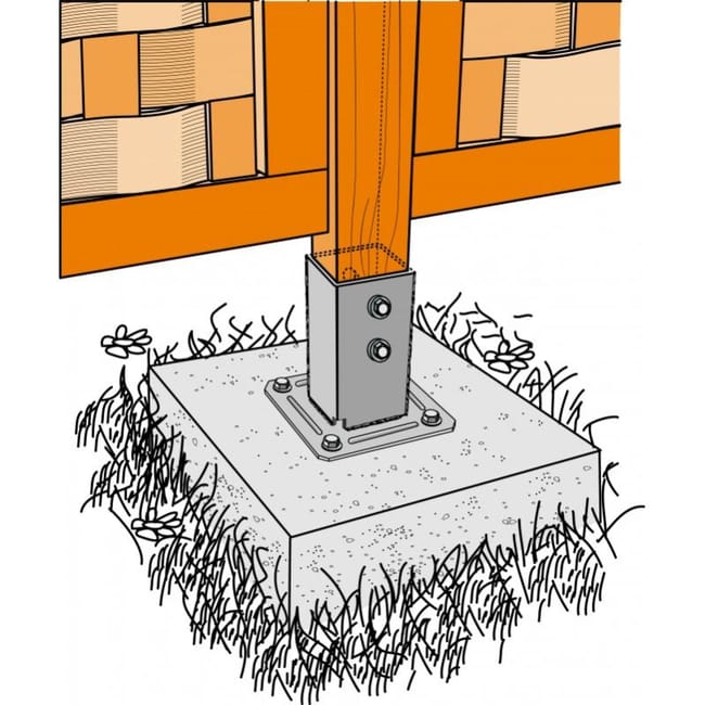 Pied poteau bois 200x200 reglable shop