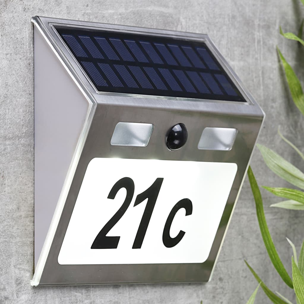 Numéro de maison éclairé solaire à LED Argenté HI
