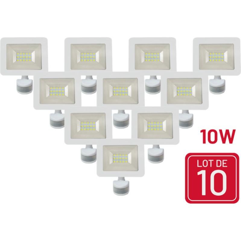 Lot De 10 Projecteurs LED 50W Blanc Étanche IP65 4500lm 250W Blanc Chaud 2700K | Leroy Merlin