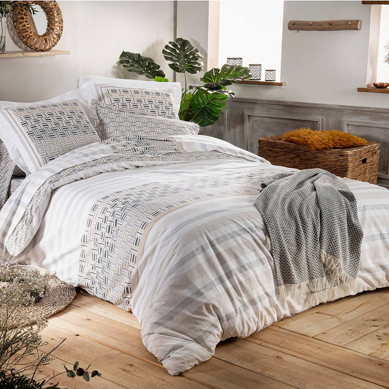 Pack 2 fundas de almohada de algodón Festón blanco para cama de 180 cm
