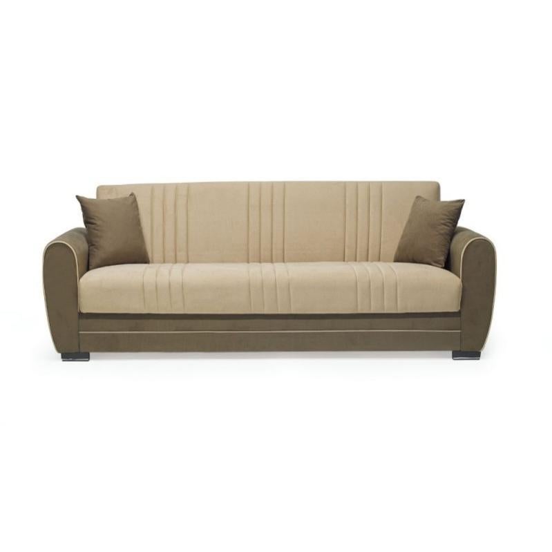 Divano Letto Clic Clac Bart In Velluto Giallo - Divano 3 Posti Che Si Trasforma In Letto, Tessuto Morbido - Foto 9