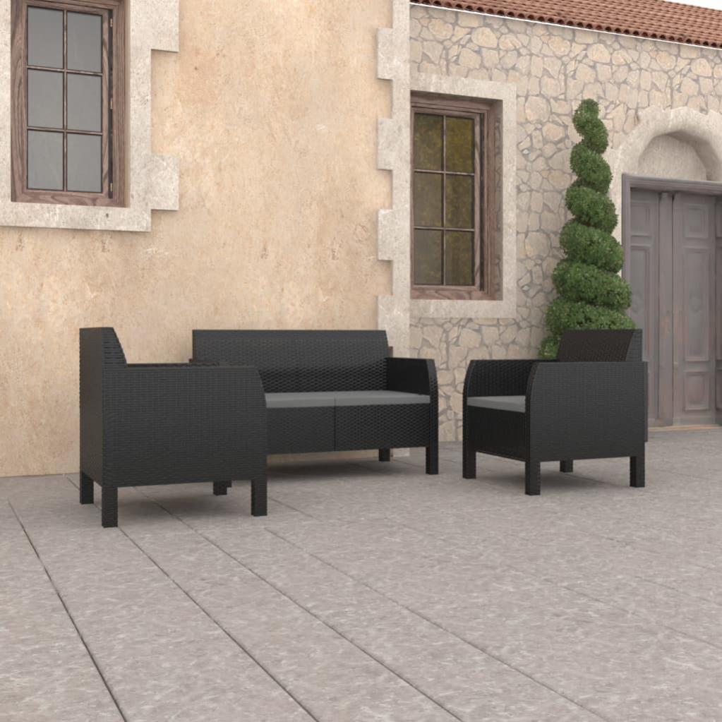 VidaXL Set Divani da Giardino 3 pz con Cuscini Grigi | Leroy Merlin