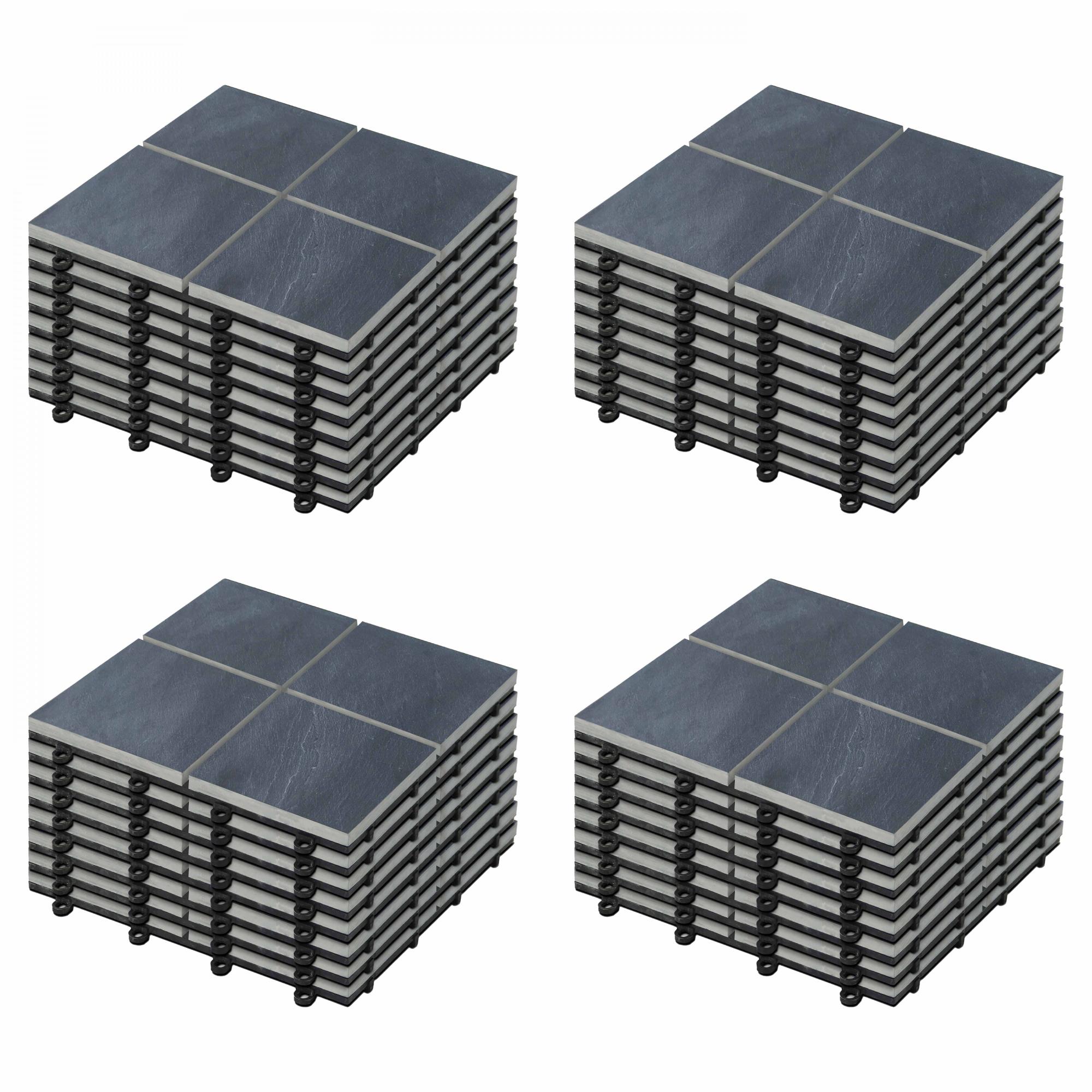 Lot de 32 dalles clipsables en pierre noir Leroy Merlin