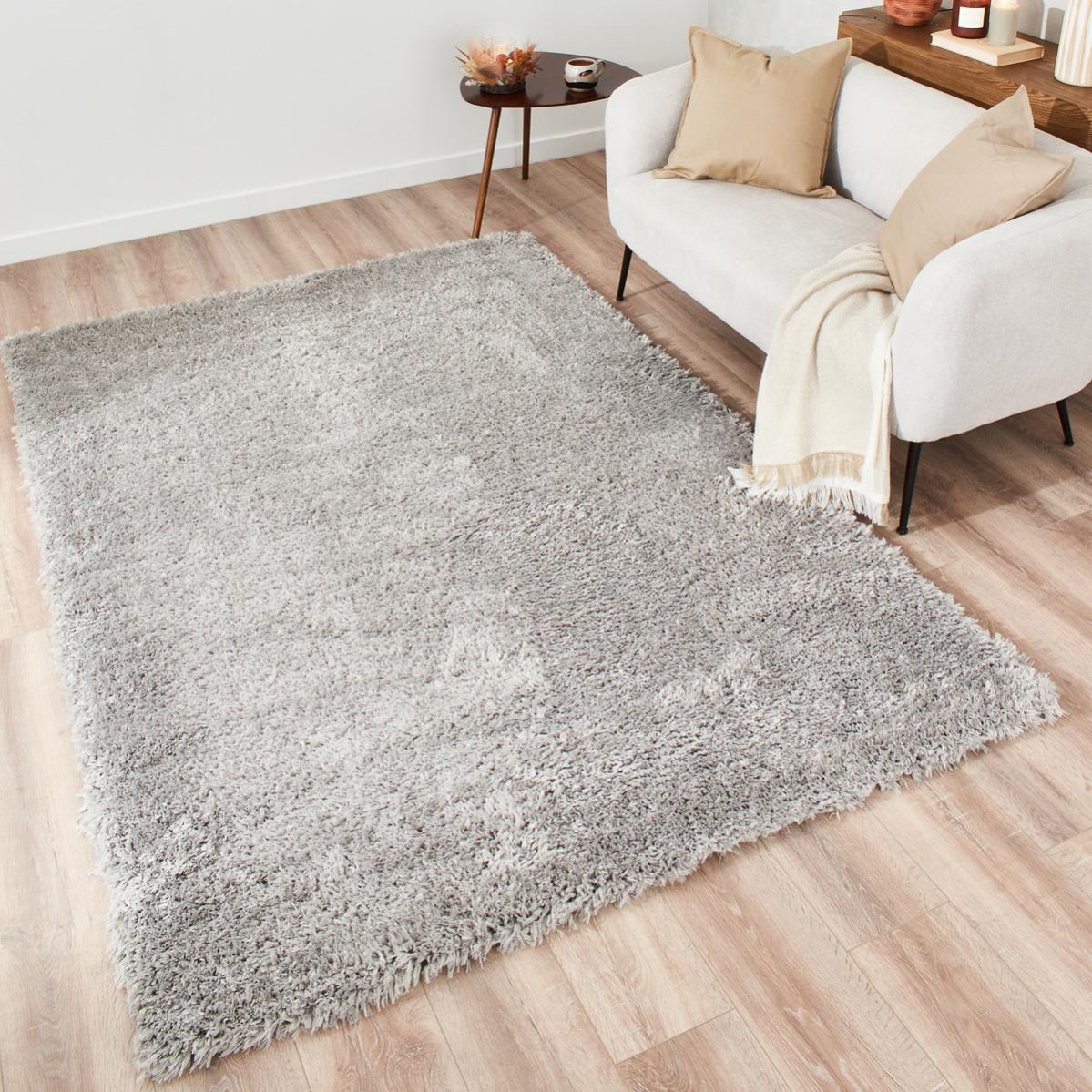 Tapis de salon ILA 133 en polyester recyclé, tout doux gris 80x150cm