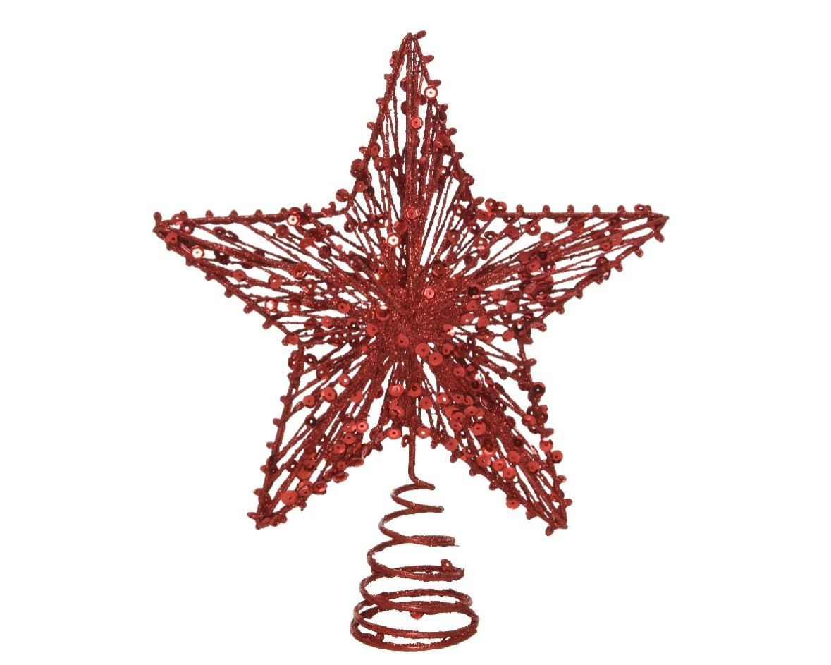Puntale per albero di natale Rosso con pailettes 20x h23 cm | Leroy Merlin
