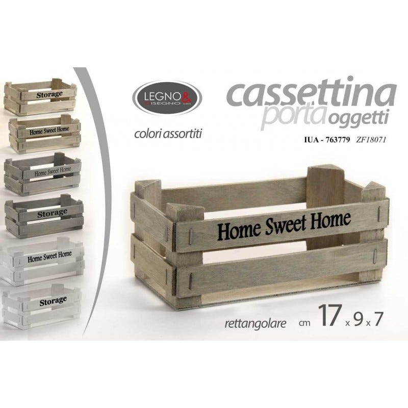 Cassettina in legno portaoggetti home sweet cm 17 x 8.5 x 7 h