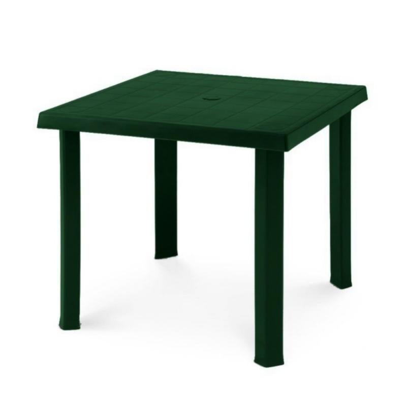 GIANTEX Tavolino da Giardino, Tavolo con Foro Centrale per Ombrellone, Tavolino Quadrato da Esterno, Struttura Metallica Portata 100 kg, Piano con Motivo a Finto Marmo, Nero