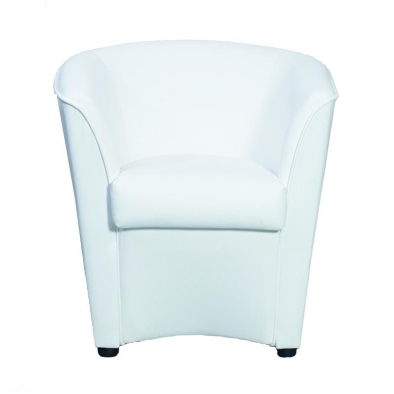 Poltrona Imbottita In Ecopelle Bianca Con Pouff - Design Moderno Per Soggiorno | 76x64x63 Cm - Foto 9