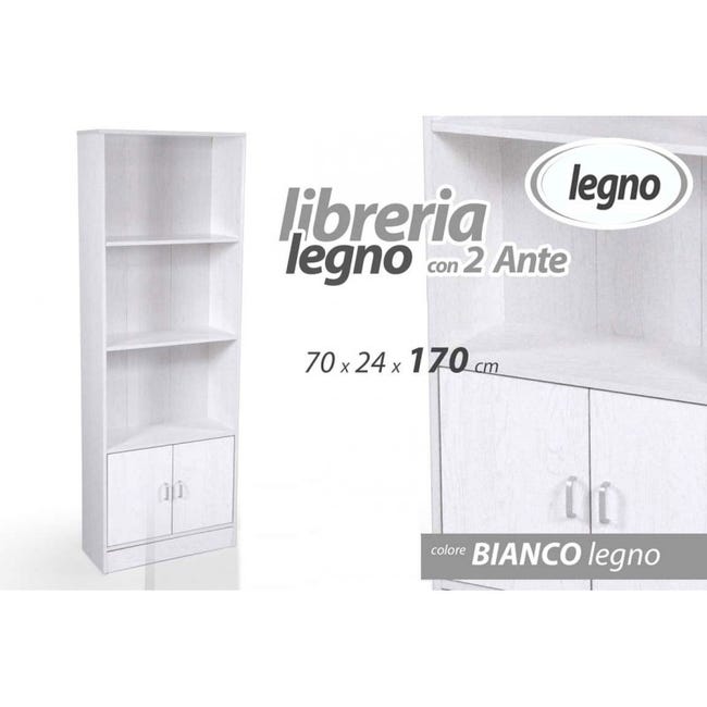 Legítimo Mexico Cerdo Mueble librero blanco con puertas y compartimentos cm 60 x 24 x 170 h |  Leroy Merlin
