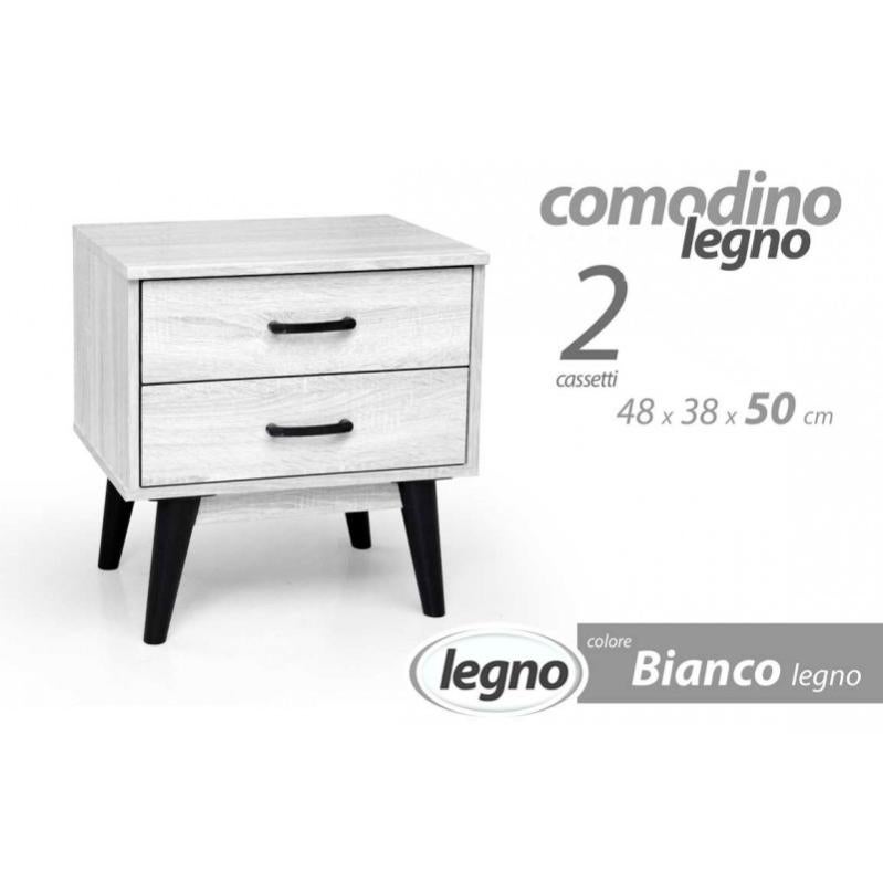 Comodino Camera da Letto con 3 Cassetti, Comodino Salvaspazio in Legno