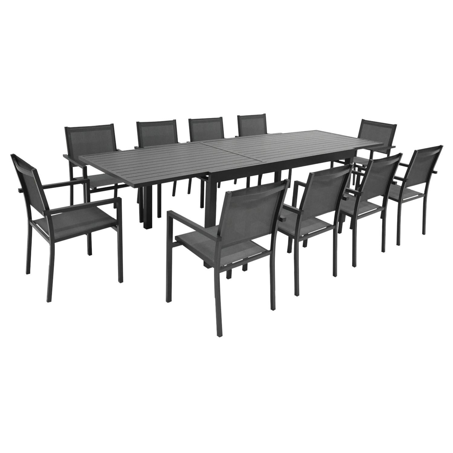 Oviala Sedia Da Giardino Nizza In Alluminio E Textilene, Grigio Antracite, Impilabile E Leggera (2,1 Kg)