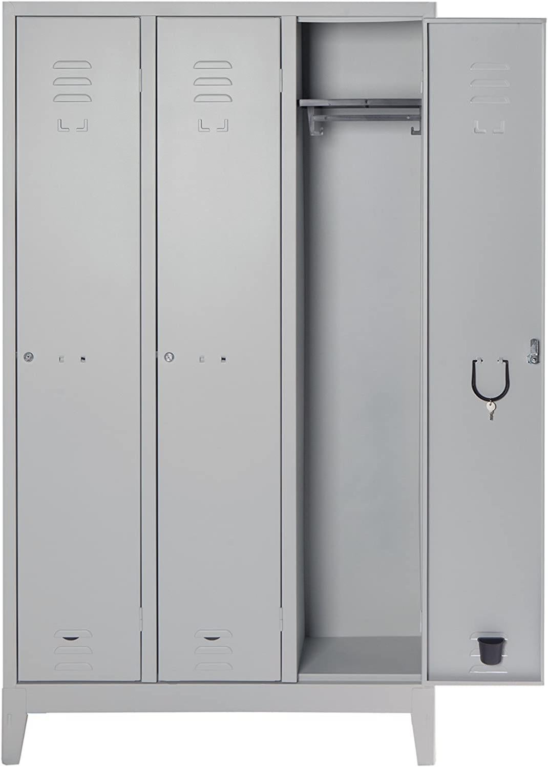 Armadietto Metallico Con Serratura NITCA - 6 Scomparti, Grigio-Blu, 90x45x92.5 Cm - Foto 4