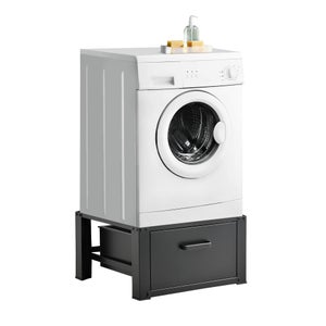 Pedestal doble para lavadora y secadora Bothel estante extraíble 124 x 54 x  37 cm blanco [