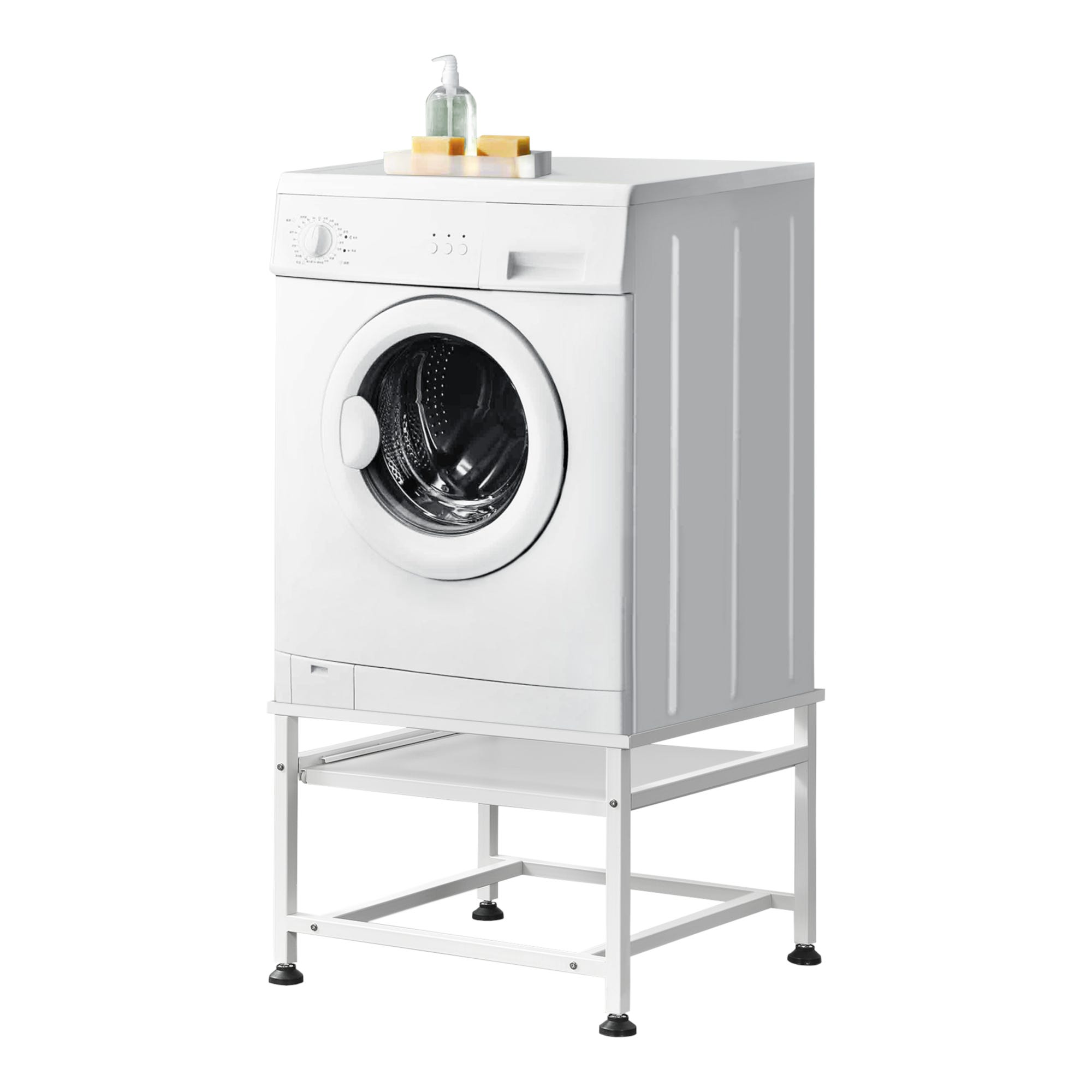 Pedestal para lavadora Florimont con estante máx. 150 kg acero 63 x 54 x 41  cm Blanco [en.casa]